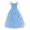 thumbnail image 4 of HAWEE Filles Princesse Cendrillon Costume Bleu Fleur Papillon Tulle Robes pour l'Halloween, 4 of 7