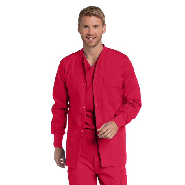 Landau Vestes de Gommage 5 Poches pour Hommes - Coupe Classique Décontractée, Col Rond, Boutons Pression, Gommages d'Échauffement 7551