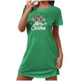 thumbnail image 4 of Sakmal Moomoos Verts pour Femmes Sommeil Grande Taille Noël Confortable Léger Robe de Pyjama de Sommeil Joyeux Noël Imprimé Manches Courtes Courte Col Ras du Cou Chemises de Nuit P-2TG, 4 of 4