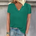 thumbnail image 2 of FAIWAD Womens Summer Tops Short Sleeve V Neck Pullover Shirts Loose Casual Solid Color Basic Tops, 2 of 4