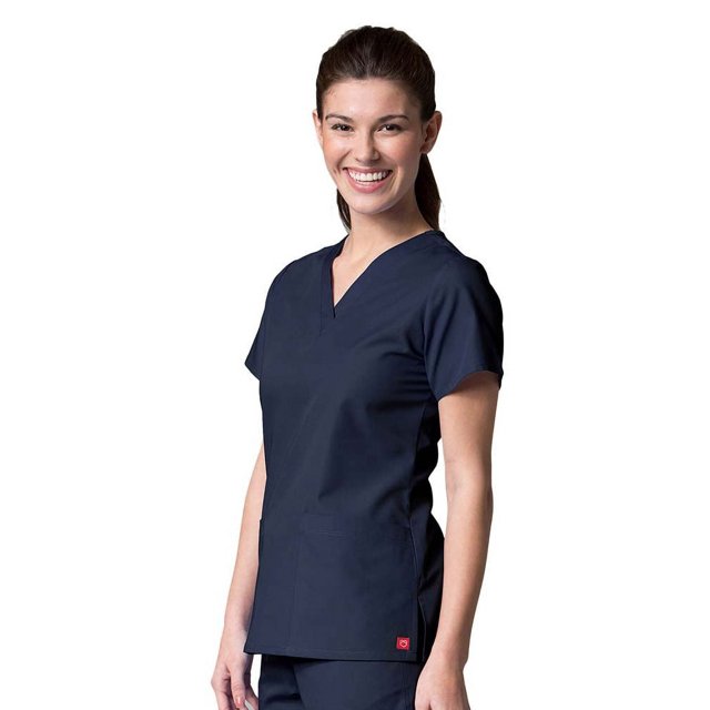 Red Panda Women's Scrub Top, V-Neck, Two Pocket, Solid