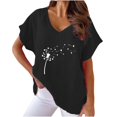 thumbnail image 1 of Birdeem Blouses pour Femmes T-Shirt Décontracté à Imprimé à Col en V à Manches Courtes pour Femmes, 1 of 12