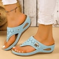thumbnail image 2 of Orthopedic Wedge Slides Sandals for Women Wide Width Comfortable Leather Arch Support Walking Flip Flops, 2 of 4