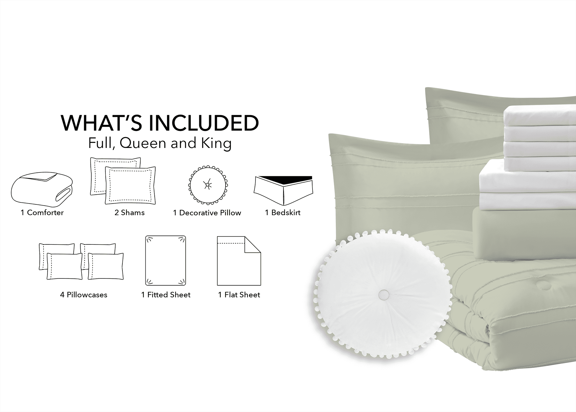 Mainstays Ensemble de lit 11 pieces Soft Sea, double