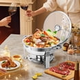 thumbnail image 2 of AKDSteel Ensemble de 2 Plats Anti-Frottement pour Buffet, 5 Qt Plats Ronds Anti-Frottement pour Buffet avec Porte-Couvercle et Couvercle en Verre, Ensembles de Réchauds et Réchauds de Buffet en Acier Inoxydable pour Fêtes, Mariage, Camping, Souper, 2 of 7