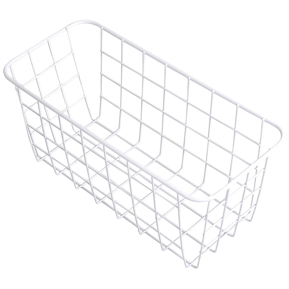 No Drill Wall Mounted Wire Baskets, Heavy Duty Metal Storage Rack with Adhesive Backing, Space Saving Kitchen Organization for Pantry Spices Towels Supplies, White