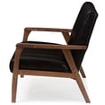 thumbnail image 4 of Allora Mid-Century Faux Leather/Wood Loveseat, Black/Walnut, 4 of 6