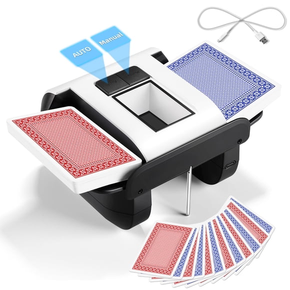 Automatic Card Shuffler for 1-2 Decks - Rechargeable Canasta Shuffler Machine - for Family Card Games Night - Birthday Gifts for Poker Lover, Senior w/Arthritis - Works G