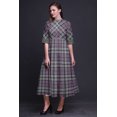 thumbnail image 4 of Bimba Robe Chemise à Carreaux Boutonnée Imprimée Col Mandarin Manches Retroussables - XX-Grand, 4 of 5