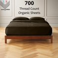 thumbnail image 2 of Twin Size Organic Cotton Sheet Set- 700-Thread-Count 100% Organic - 18" Deep Pockets 700TC Organic Sheets - Chocolate, 2 of 7