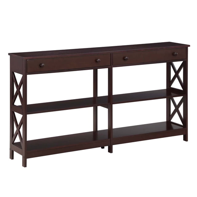 Convenience Concepts Oxford 60" 2 Drawer Console Table w/ Shelves, Espresso