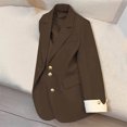 thumbnail image 2 of NTACZA Suit Coats for Women Blazer Workout Bronze Long Jacket Buttons Office Color Block Streetwear Women Jacket M, 2 of 4