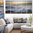 thumbnail image 1 of Vagues de Mer au Coucher du Soleil Troublé - Impression sur Toile Photo de Plage, 1 of 3