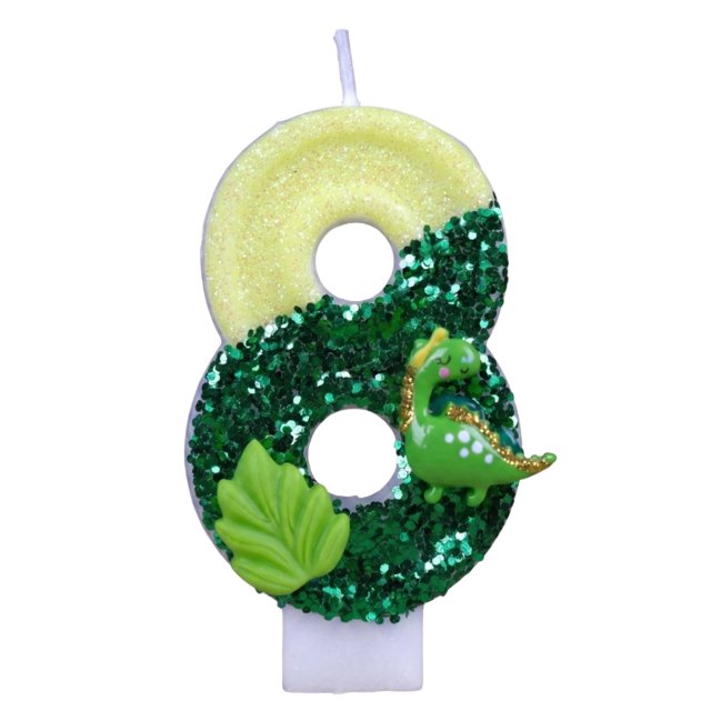 Fashion Creative Green Cartoon Number Candle, 3D Shaped Birthday Party Wax Candle, Decorative Age Digit Taper for Cake Celebration