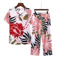 thumbnail image 2 of Rbaofujie Pyjama Boutonné pour Femmes Ensemble d'Été Deux Pièces Manches Courtes Col Rond Ensemble de Pyjama Imprimé Hauts Pantalons Ensemble Pyjama Aguichant pour Femmes, 2 of 3