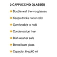 thumbnail image 2 of 2 verres à cappuccino isothermes De’Longhi à double paroi, 2 of 4