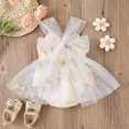 thumbnail image 4 of MIASHUI Barboteuse Robe Tutu en Maille Sans Manches à Broderie Florale pour Filles, Beige, 9-12 Mois, 4 of 8