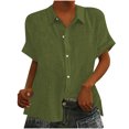 thumbnail image 1 of Yuyuzo Womens Button down Shirts Short Sleeve V Neck Tshirts Solid Color Office Work Tops Blouses, 1 of 6
