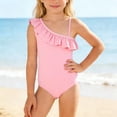 thumbnail image 2 of Maillots de Bain une Pièce Roses pour Filles, Bikini Mignon pour Adolescentes 5-6 Ans, 2 of 4