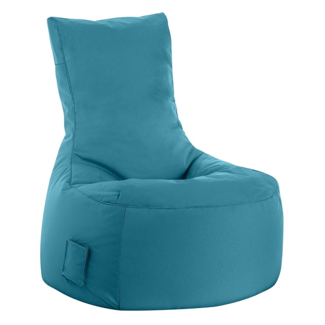 Gouchee Home Swing Brava Turquoise Bean Bag Chair with water-repellent polyester oxford fabric and high-density polystyrene bead filling, featuring a high backrest and side pocket, lightweight and portable seating suitable for bedrooms, dorms, or living rooms.