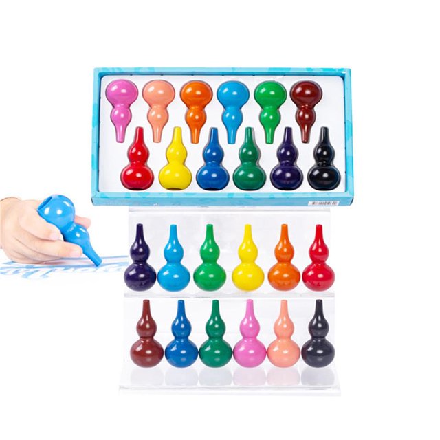 facefd 12 Color for Crayons Gourd Shaped for Crayons Washable Palm Grip for Crayons Stackable Sticks Toys