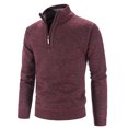 thumbnail image 2 of Men's Half High Neck Pullover Bottom Shirt Slim Winter Half Zipper Knit Simple Solid Colour Sweater Clothes, 2 of 2