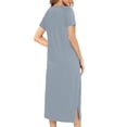 thumbnail image 3 of Erwazi Robe pour Femmes à Fermeture Éclair devant, Manches Courtes, Longue Robe de Chambre avec Poches, Tenue de Détente, 3 of 6
