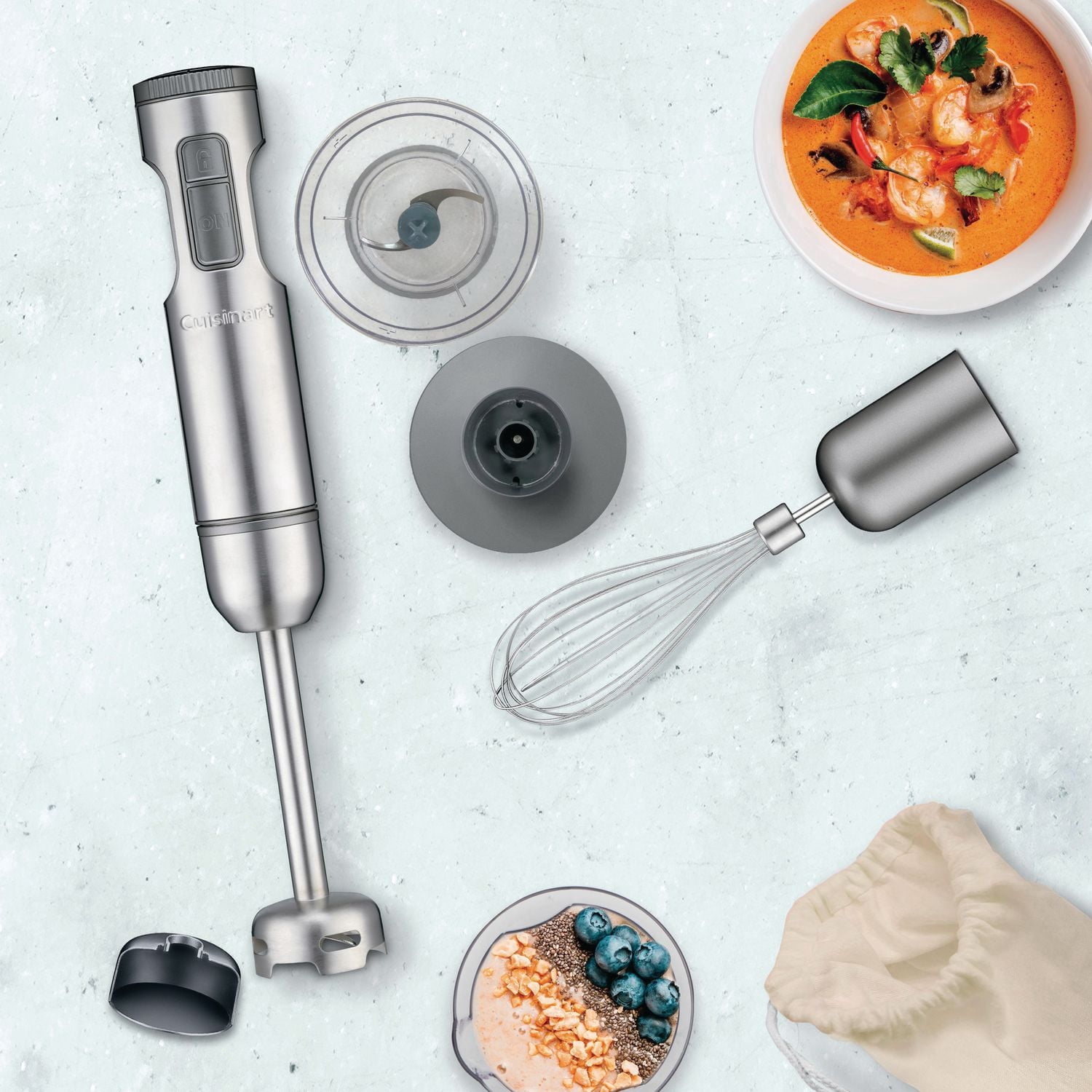 Cuisinart Smart Stick Hand Blender, Variable Speed, includes Chopper, Measuring Beaker and Whisk, 300W (CSB-87C)