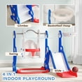 thumbnail image 4 of Qaba 4-in-1 Slide and Swing Set with Basketball Hoop, Climber, Dark Blue, 4 of 9