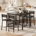 thumbnail image 3 of Dining Table Set for 4 W/Footrest & Backrest, Counter Height Table with 4 Upholstered Bar Stools, Kitchen Table Set with Corner Protector, for Small Space, Black, 3 of 8
