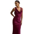 thumbnail image 4 of Robe Élégante d'Été en Satin pour Femme, Dos Nu, Sans Manches, Col Bénitier, Soirée, Formelle, Maxi, Rose Rouge, TG, 4 of 9