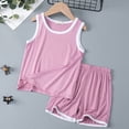thumbnail image 2 of MIASHUI Ensemble Débardeur et Short pour Garçons Deux Pièces d'Été Sans Manches Pyjamas, Rose, 3-4 Ans, 2 of 3