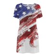 thumbnail image 4 of LNGOOR Robes d'Été de Jour de l'Indépendance pour les Femmes à Manches Courtes Étoiles Rayures Imprimées Casual Col Rond une-Ligne Mini Robe, 4 of 5