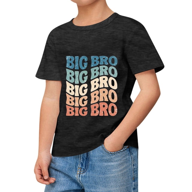 LUOGENLI T-Shirt pour Filles Mode Décontractée Lettre Col Rond Manches Courtes T-Shirt Haut4 Noir Maxi Tops Noir 10-11 Ans
