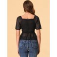 thumbnail image 4 of INSPIRE CHIC Blouse Courte à Manches Courtes Évasées à Encolure Carrée, à Volants, à Basque, Smockée pour Femme, 4 of 5