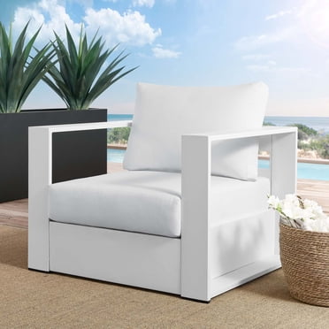 Modway Tahoe Aluminum Outdoor Patio Armchair in White White