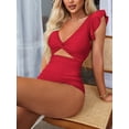 thumbnail image 5 of Charmo Ruffled One Piece Swimsuit for Women High Cut Bathing Suits Backless Monokini Swimwear, 5 of 5