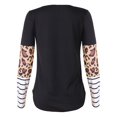 thumbnail image 3 of Womens Tops Long Sleeve Womens O-Neck Leopard Stitching Long Sleeve Pullover Sweat Shirt Basic Tops, 3 of 7