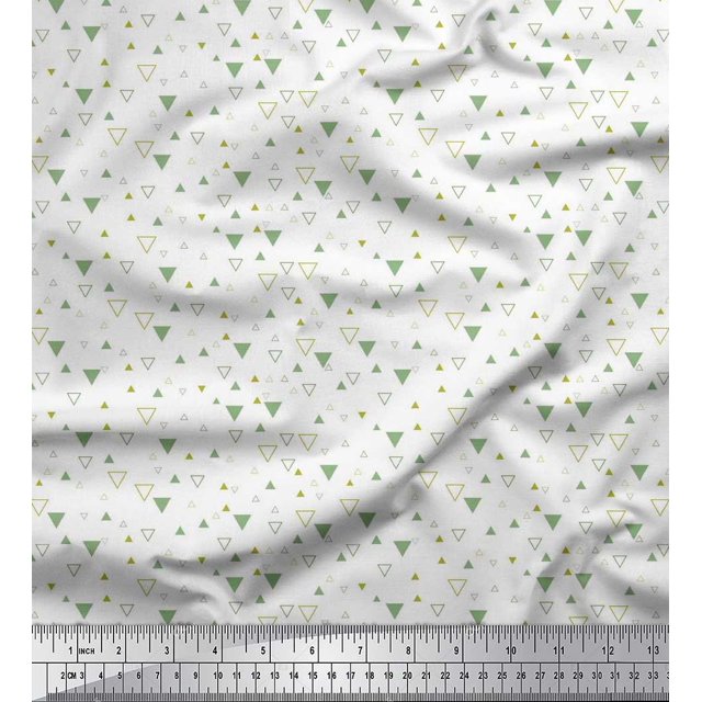 Soimoi Silk Fabric Triangle Shirting Printed Craft Fabric by The Yard 42 Inch Wide