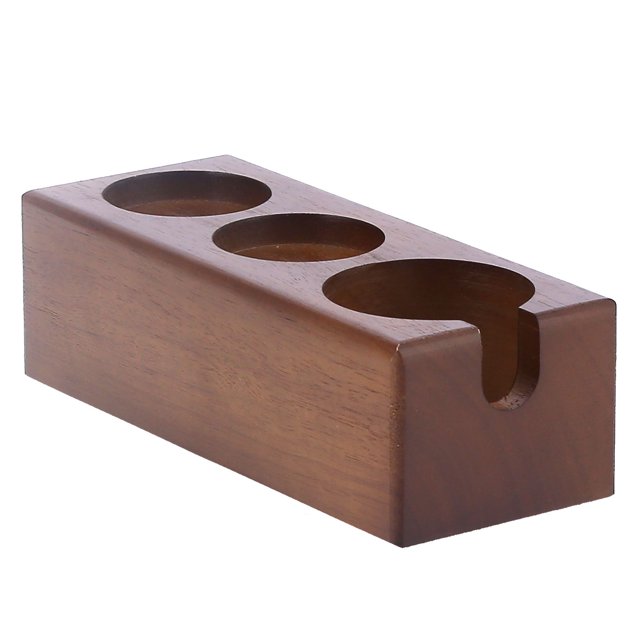 Noref 3‑Holes Wood Coffee Tamper Holder Coffee Portafilter Storage Rack Stand Organi F