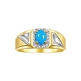 thumbnail image 1 of RYLOS Men's Rings Yellow Gold Plated Silver Classic 7X5MM Oval Gemstone & Diamond Ring Turquoise December Birthstone Rings For Men Size 12, 1 of 7