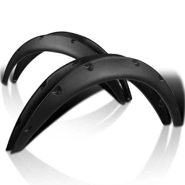 Spec-D Tuning 4PC Front + Rear Universal Flexible Car Fender Flares Black Durable Extra Wide Body Kit Wheel Protectors