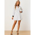 thumbnail image 3 of INSPIRE CHIC Robe-Chemise à Carreaux pour Femme à Manches Longues Boutonnée à Col Pointu m Blanc, 3 of 5