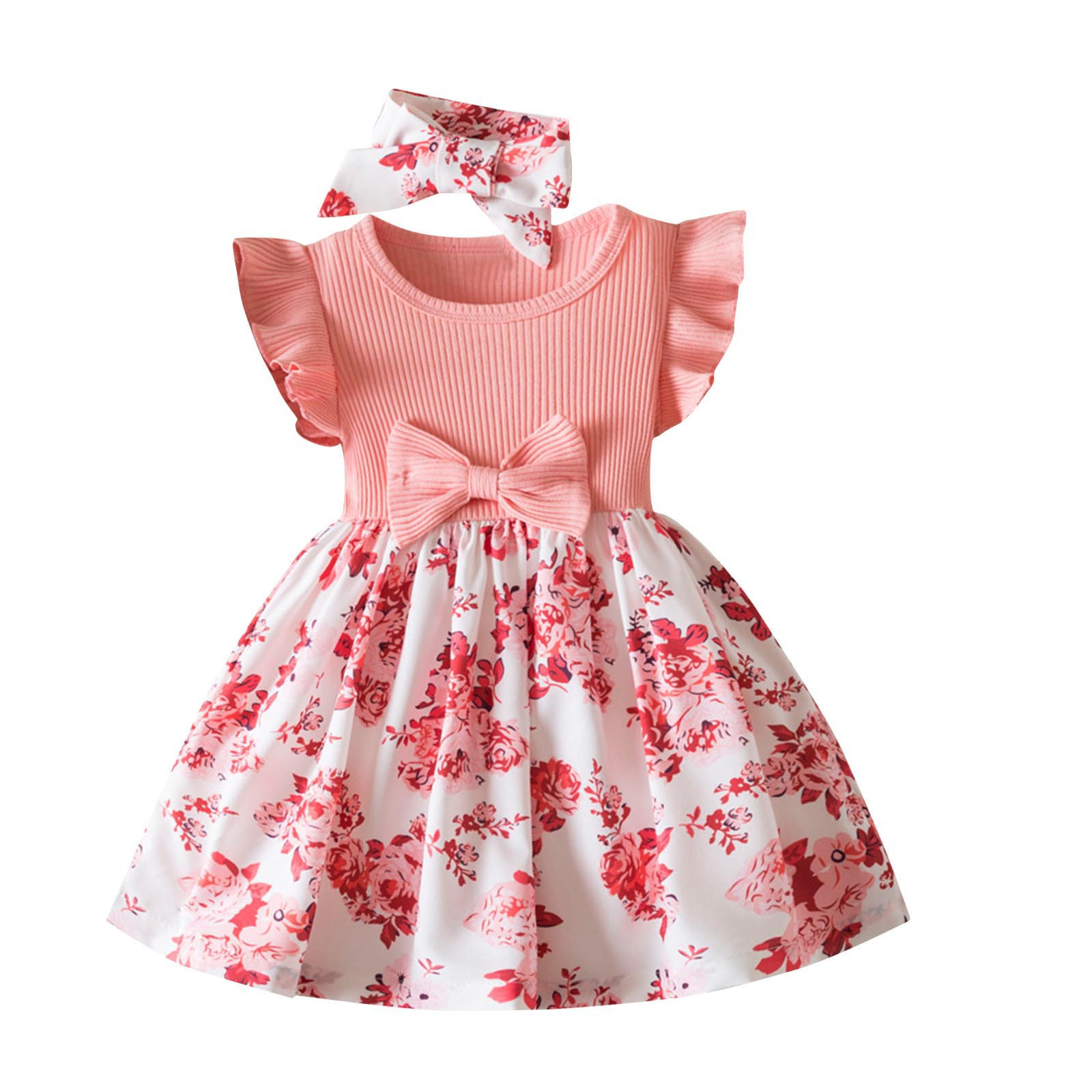 Robe Décontractée pour Bébé Fille à Manches à Volants, Robe Trapèze, Robe d'Été pour Fête d'Anniversaire, Tenue de Jeu, 0-3 Ans