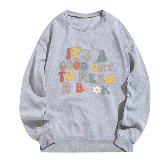 Meichang Chandails en Molleton Surdimensionnés pour Femmes Épaules Tombantes Pull Décontracté Manches Longues Col Rond Chandails en Molleton Confortables Pull Graphique Mignon
