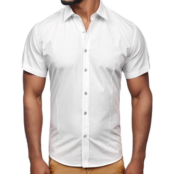 Ketyyh-chn99 Mens Shirt 2024 Casual Shirt Summer Button Down Shirts Long Sleeve Band Collar Business Dress Shirt White,L