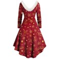 thumbnail image 4 of Joyeux Noël TIMIFIS Mode Automne pour Femmes Robe Vintage à Fleurs Évasée en Ligne A Swing Décontractée pour Fête Robe de Fête pour Femmes, 4 of 5