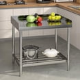 thumbnail image 1 of EDTara 36" x 30" Stainless Steel Commercial Work Table, Foldable Base with Adjustable Undershelf for Hotel, Restaurant & Home, 1 of 8