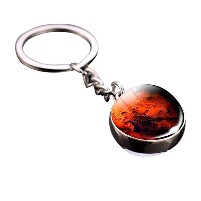 Glass Ball Keychain Luminous Double-sided Planetary Key Ring Bag Charm for Girls