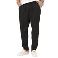 thumbnail image 1 of Innerwin Trousers Drawstring Men Bottoms Holiday High Waist Lightweight Summer Pants Black XL, 1 of 4